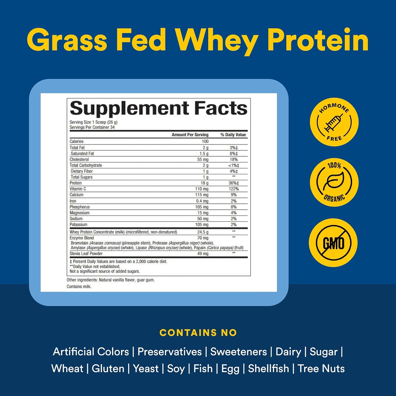 Whey Factors by Natural Factors, Grass Fed Whey Protein Concentrate, Aids Muscle Development and Immune Health, Unflavored, 2 lb