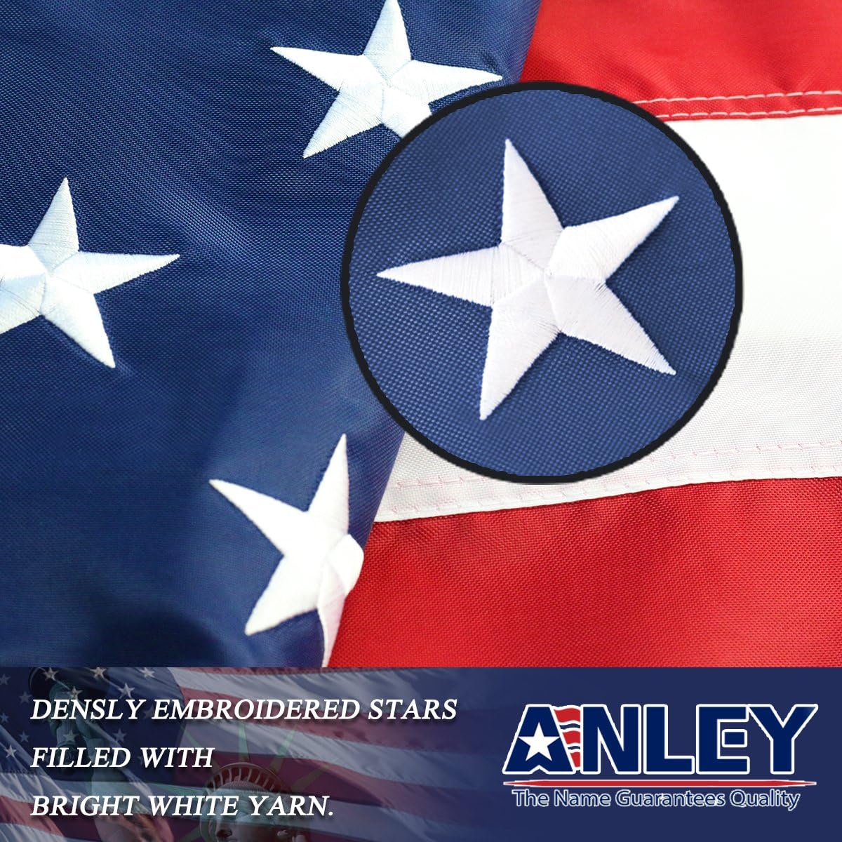 ANLEY EverStrong Series American Flag 6x10 Foot Heavy Duty - Embroidered Stars and Sewn Stripes - 4 Rows of Lock Stitching - US National Banner Flags with Brass Grommets 6 X 10 Ft