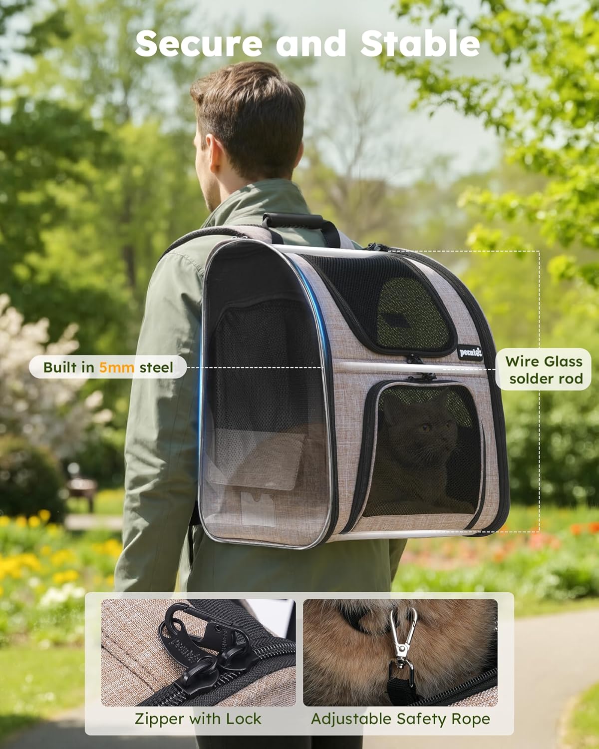 pecute Cat Backpack Expandable, Cat Carrier Backpack with Breathable Window