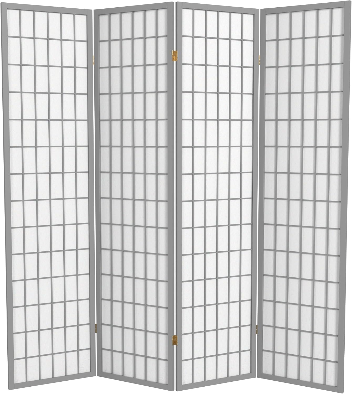Red Lantern 6 ft. Tall Window Pane Shoji Screen - Walnut - 5 Panels
