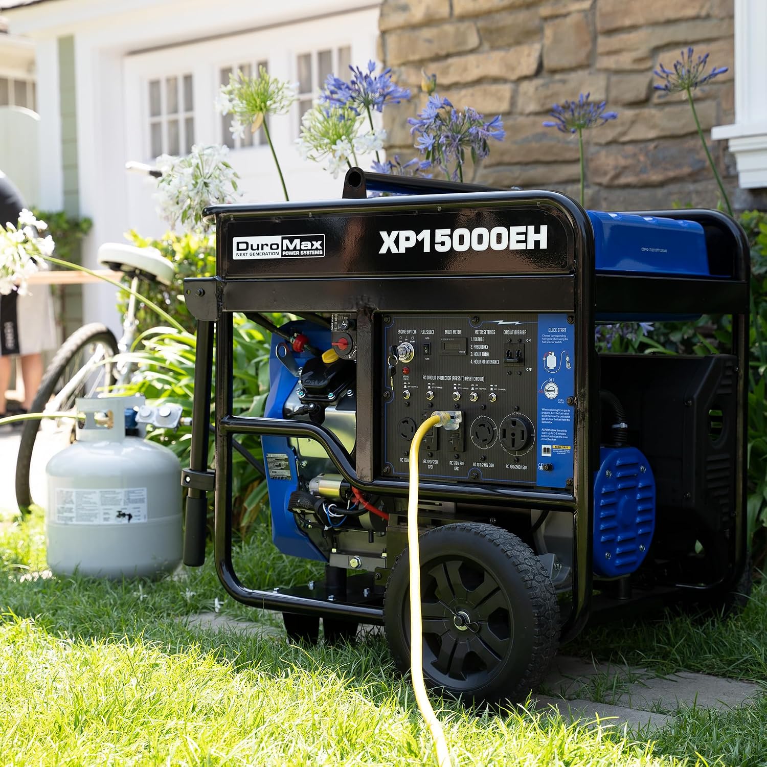 DuroMax XP12000EH 12,000-Watt Dual Fuel Portable Generator – Gas & Propane, Electric Start, Whole Home Backup Power, Transfer Switch Ready, RV & Emergency Ready