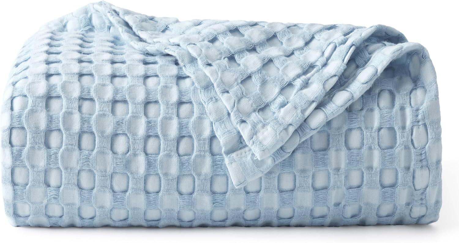 Bedsure Cooling Waffle Blanket for Hot Sleepers, Ivory, Queen, 90"x90"