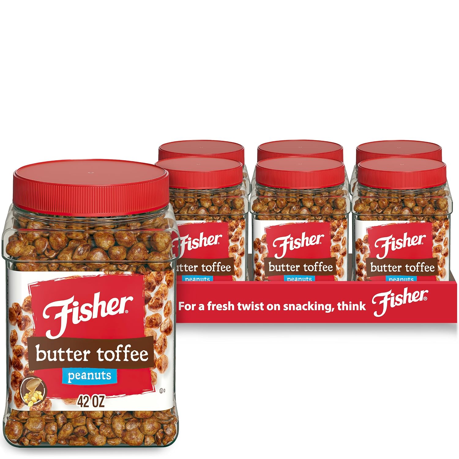 Fisher Snack Butter Toffee Peanuts, 42 Ounces (Pack of 1), No Artificial Colors or Flavors, 100% Recyclable