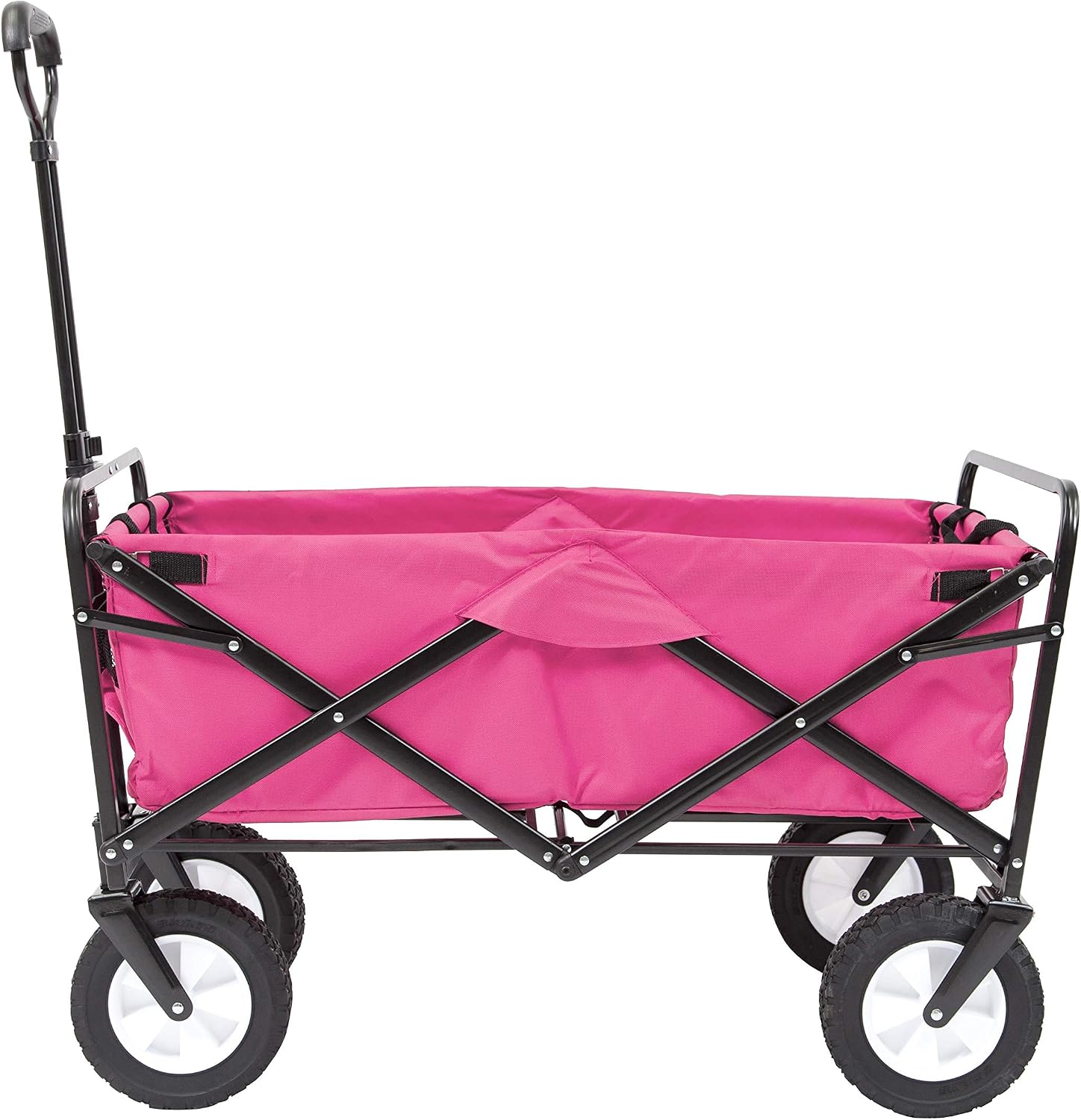 Mac Sports Heavy Duty Steel Frame Collapsible Folding 150 Pound Capacity Outdoor Camping Garden Utility Wagon Yard Cart, Red
