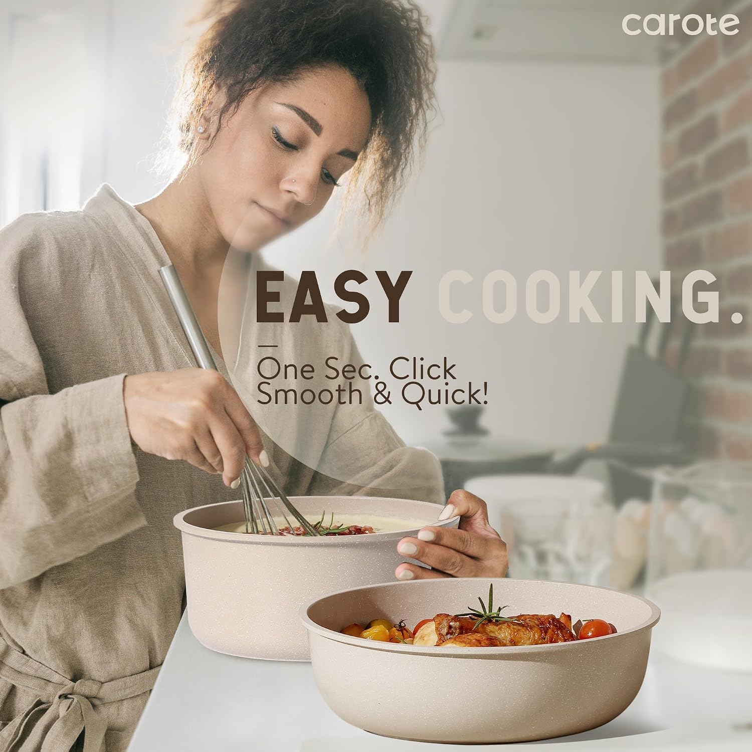 CAROTE 19pcs Pots and Pans Set Non Stick, Detachable Handle Cookware Sets | Ultra Nonstick, Space Saving, Dishwasher & Oven Safe