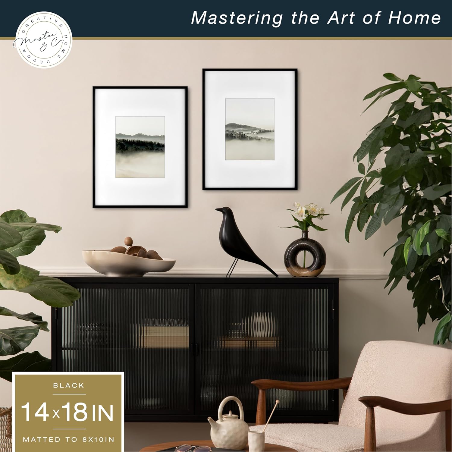 MCS Master & Co. Foundry Metal Picture Frame, 12x12 Matted to 8x8