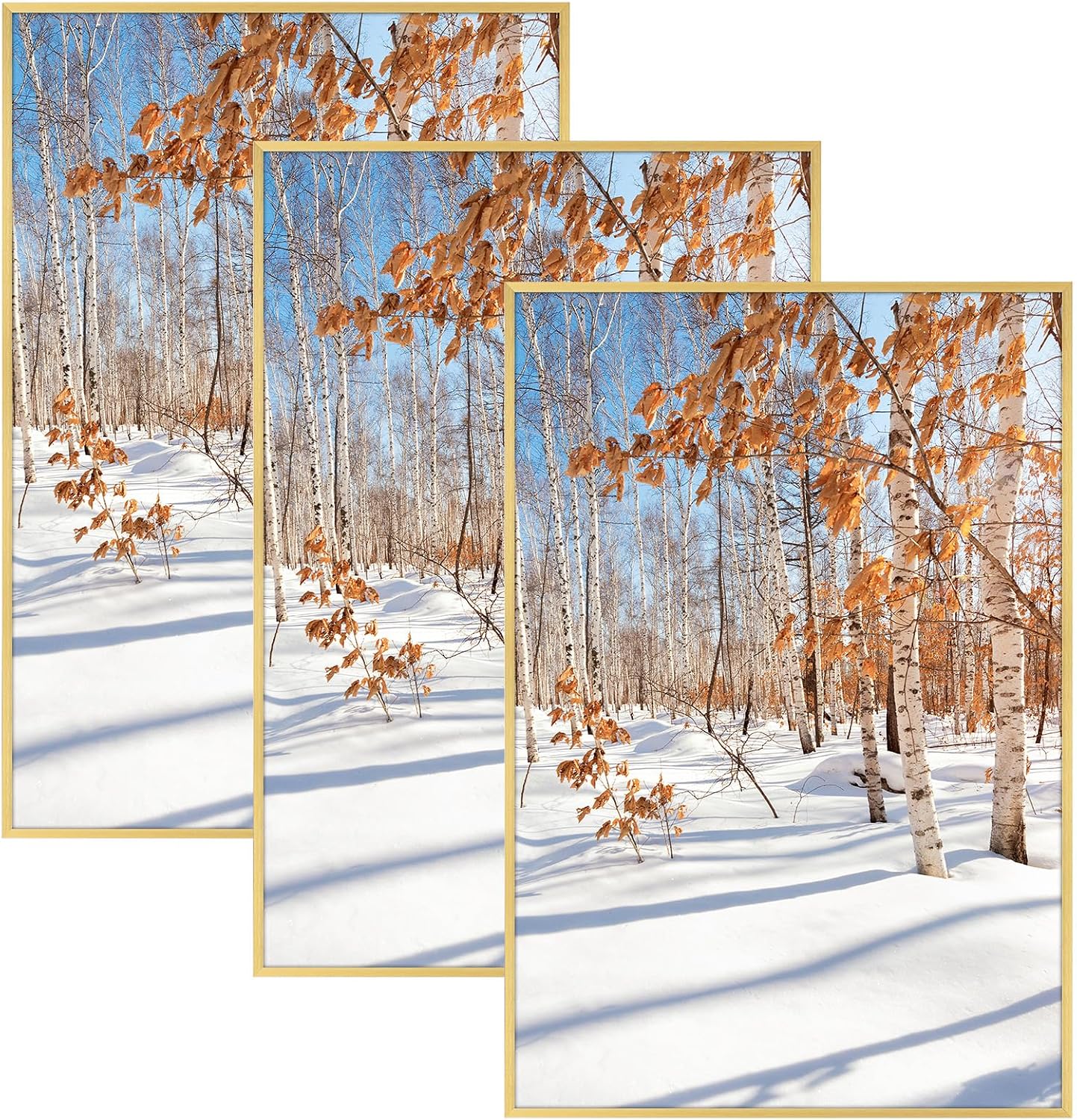 Golden State Art 3 Pack 12x12 Black Aluminum Frames, Real Glass Fronts