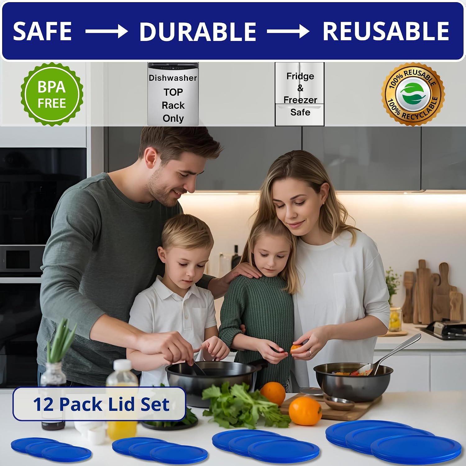 1, 2, 4 & 7 Cup Green, Orange, Blue, Red Replacement Lids/Covers for Pyrex
