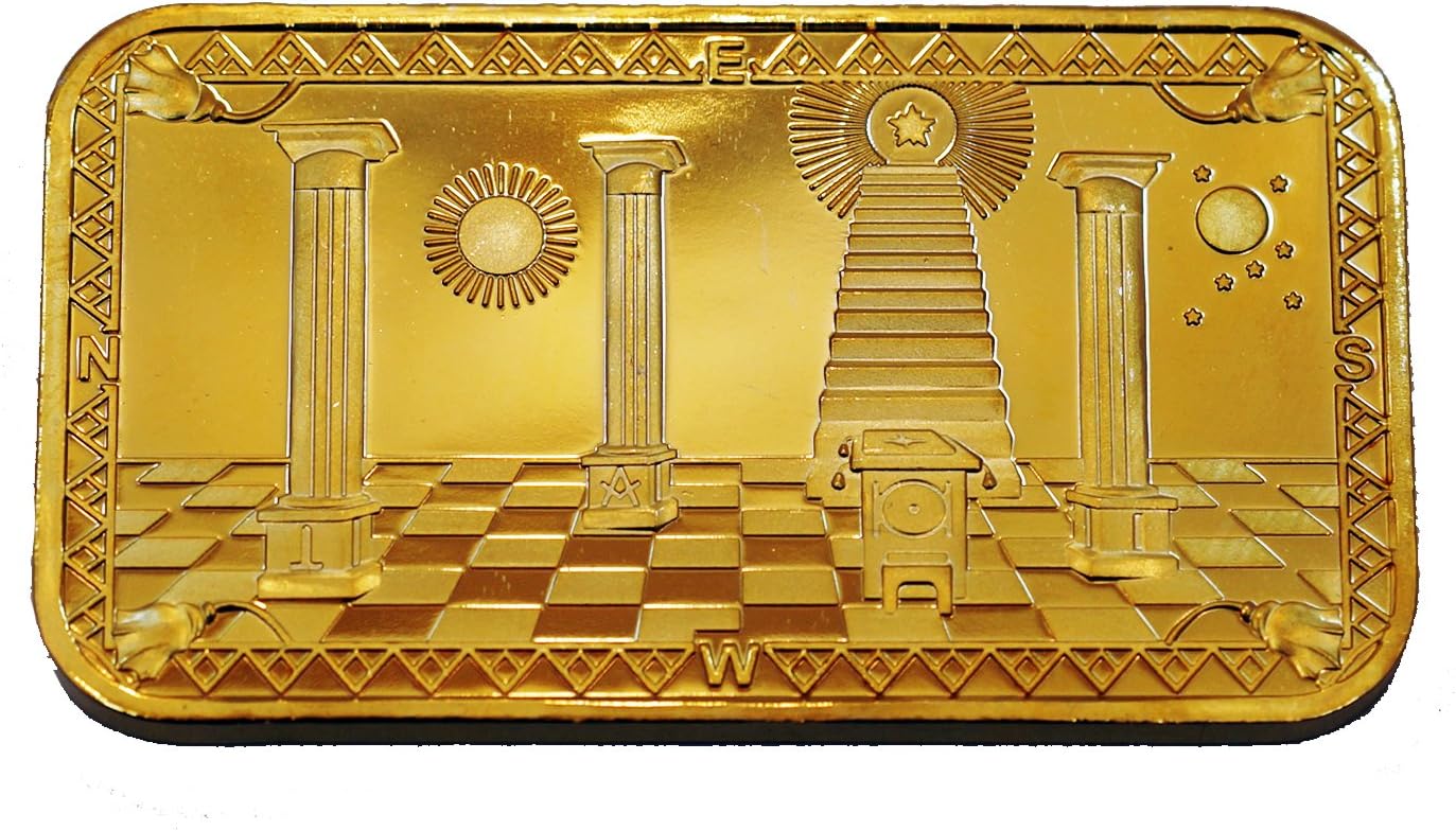 Commemorative Masonic Gold Bar Column Coin