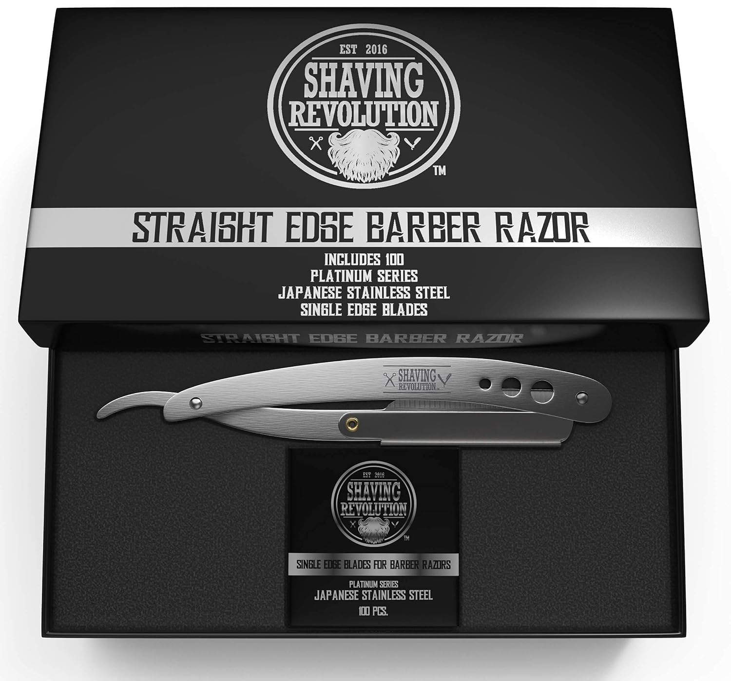 Shaving Revolution Straight Edge Barber Razor - Includes 100 Blades
