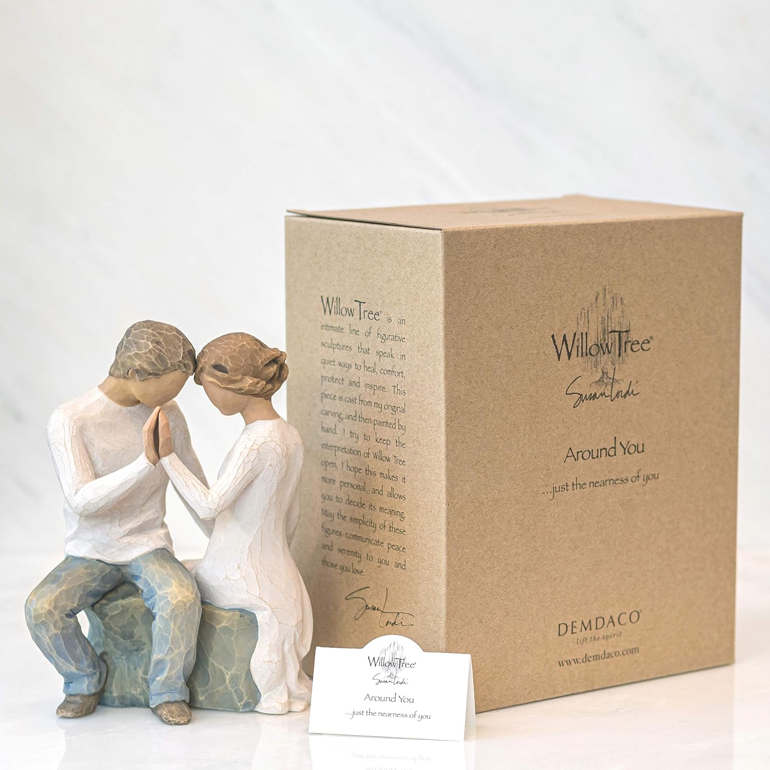 Willow Tree You and Me (Darker Skin), Sculpted Hand-Painted Figure | Cast from a Susan Lordi Original Carving, Expression of Love and Caring, Display on Shelf, Table or Mantel, Fitted Gift Box