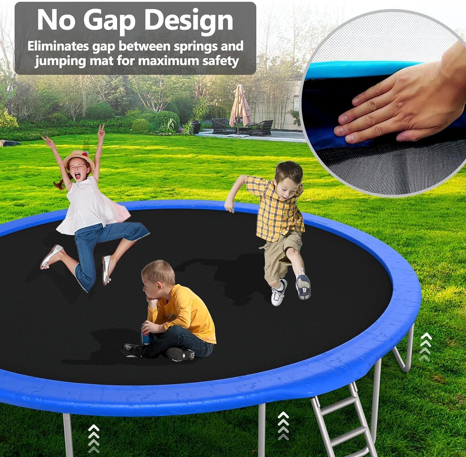 10 12 14 16FT Trampoline Outdoor, Light/Sprinkler/Basketball Hoop | Large Recreational Trampoline for Kids and Adults, Heavy Duty Yard Trampolines with Enclosure Net, ASTM Approval