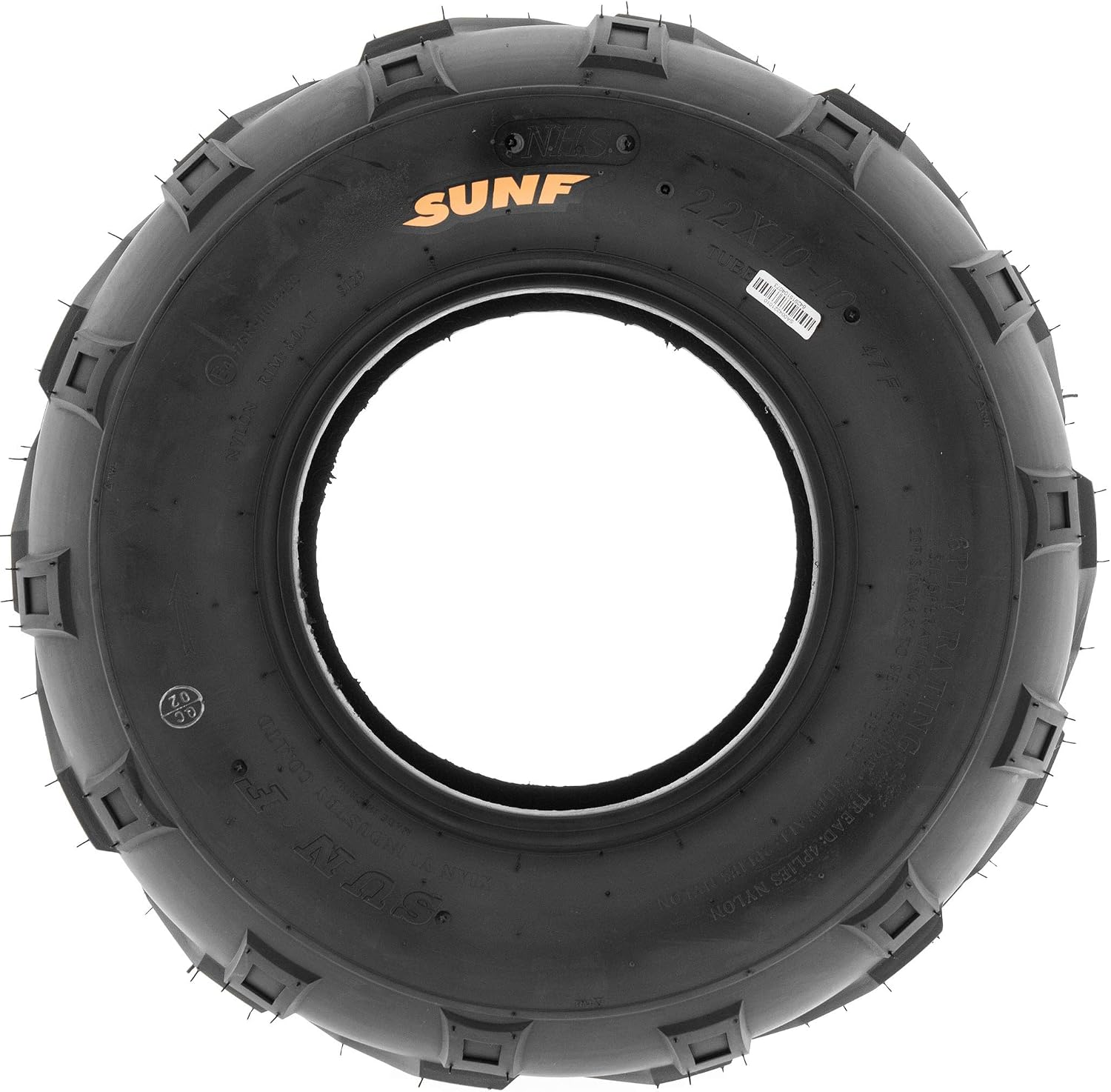 SunF A004 ATV UTV Off-Road Tire 22x10-10, 6 PR, Track & Trail, Tubeless