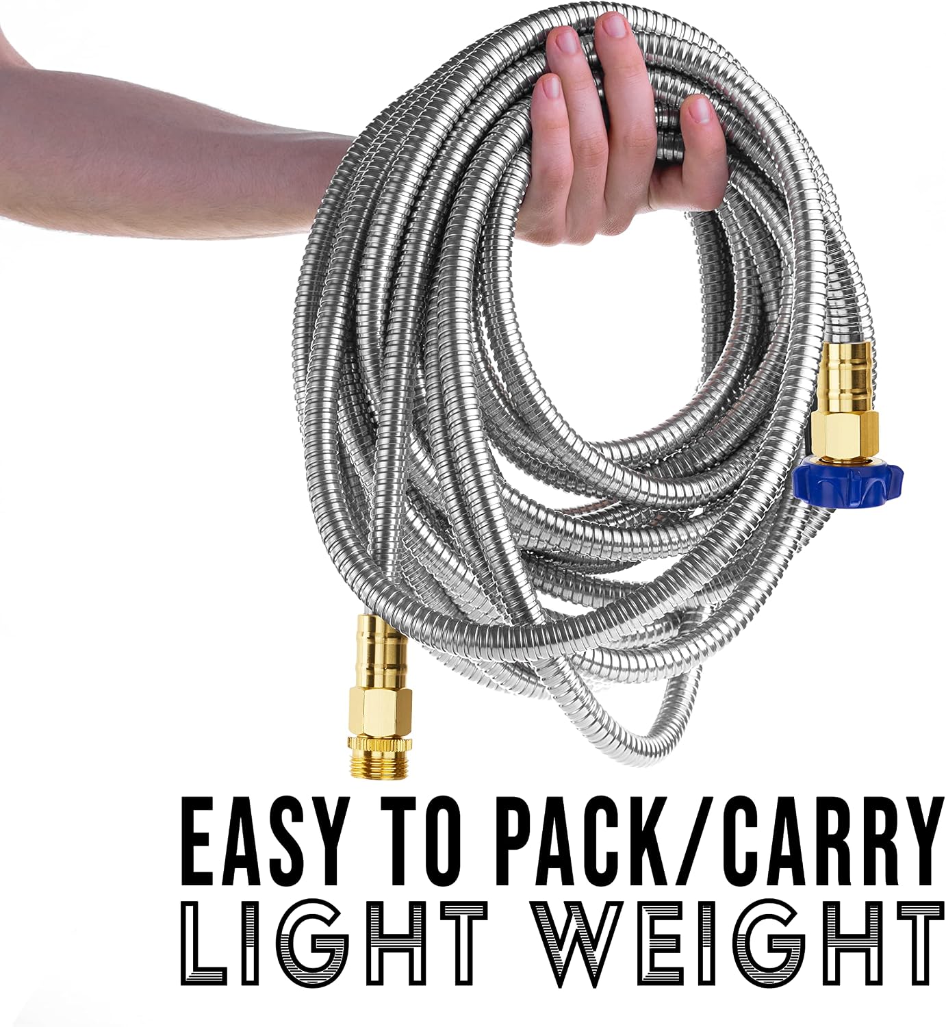 Tardigrade Metal Garden Hose 50 FT, Heavy Duty 304 Stainless Steel Water Hoses, Unmatched Durability, Flexible, No Kink & Tangle, Lightweight