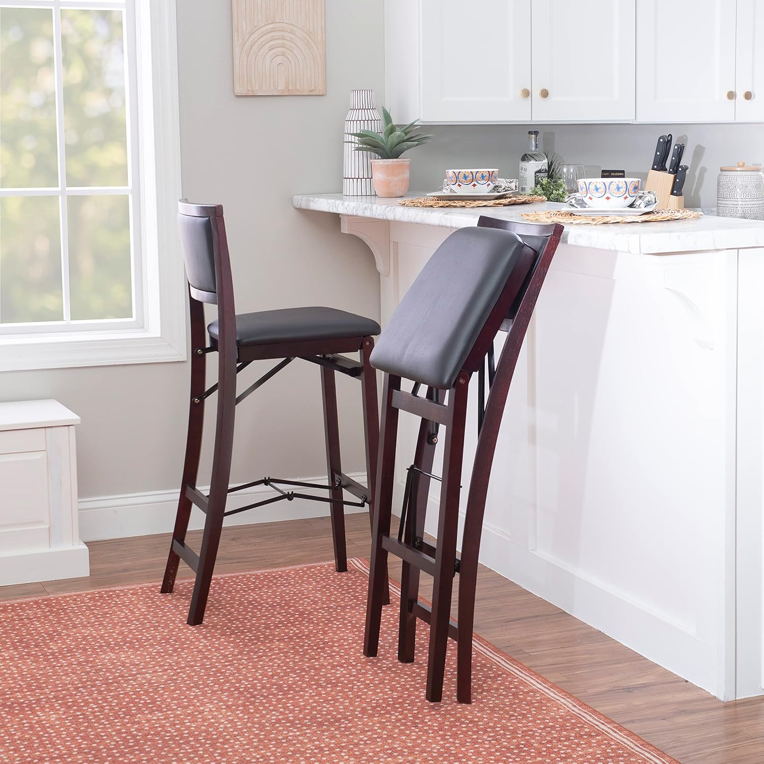 Linon Keira Pad Back Folding Bar Stool