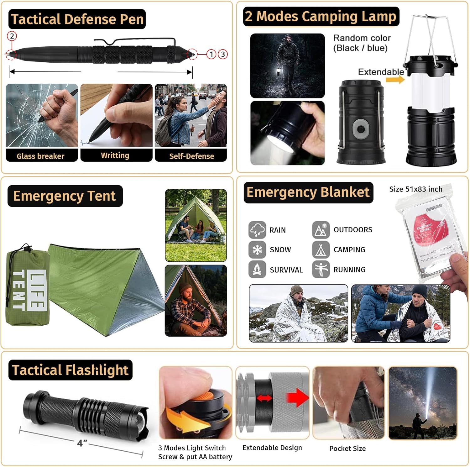 Survival Kit, 294 Pcs Survival Gear Emergency Supplies First Aid Kit | Emergency Survival Kit Camping Essentials Hiking Gear Bug Out Bag
