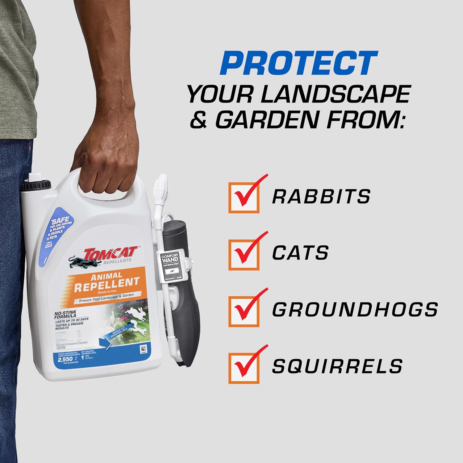 Tomcat Repellents Deer Repellent, 1 gal. | Also Repels Rabbits, Ready-to-Use, Protects Landscapes and Gardens, Contains Essential Oils