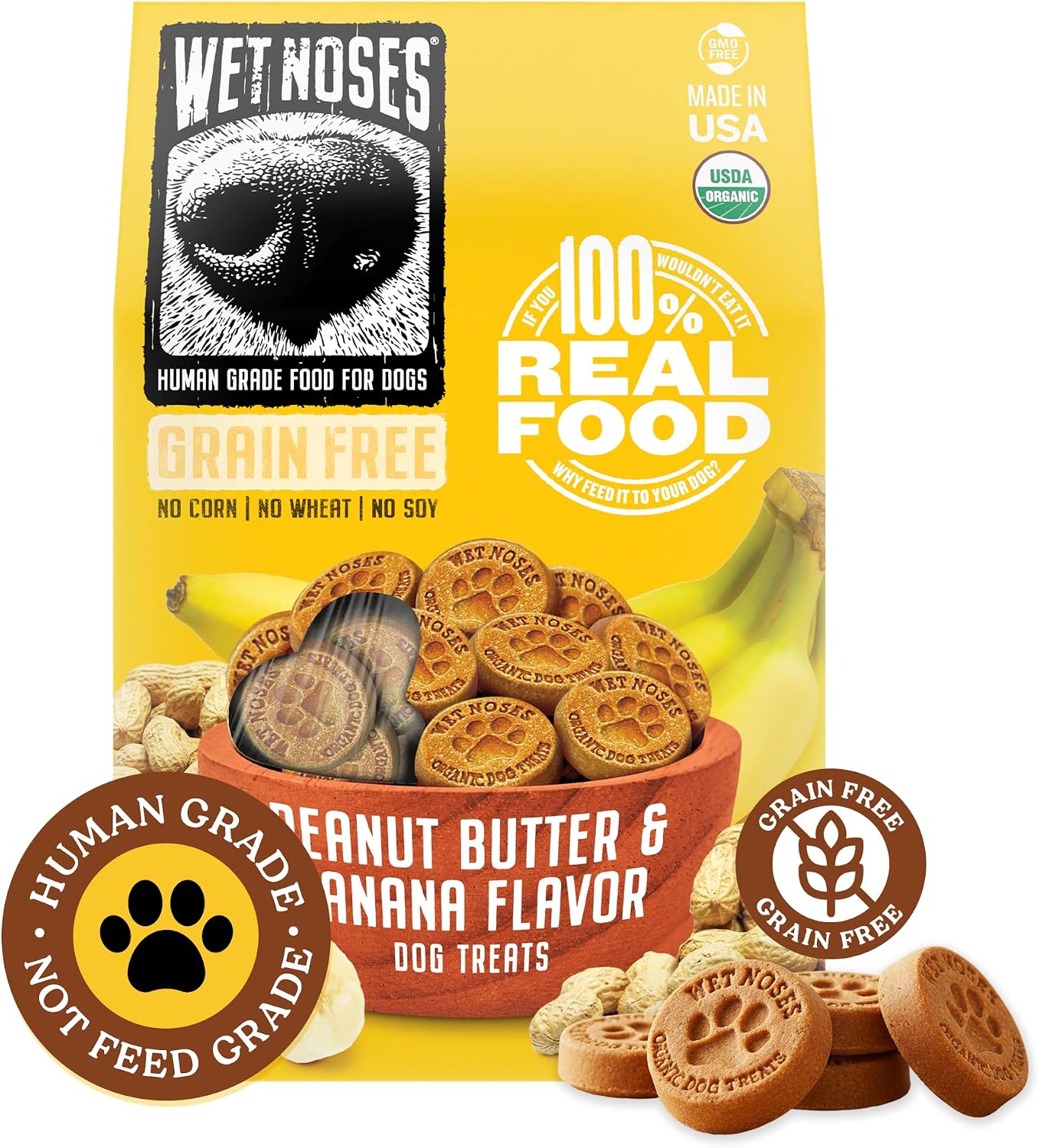 Wet Noses Organic Crunchy Dog Treats – All-Natural, Human-Grade, Non-GMO, Healthy Training & Delicious Snacks for Dogs