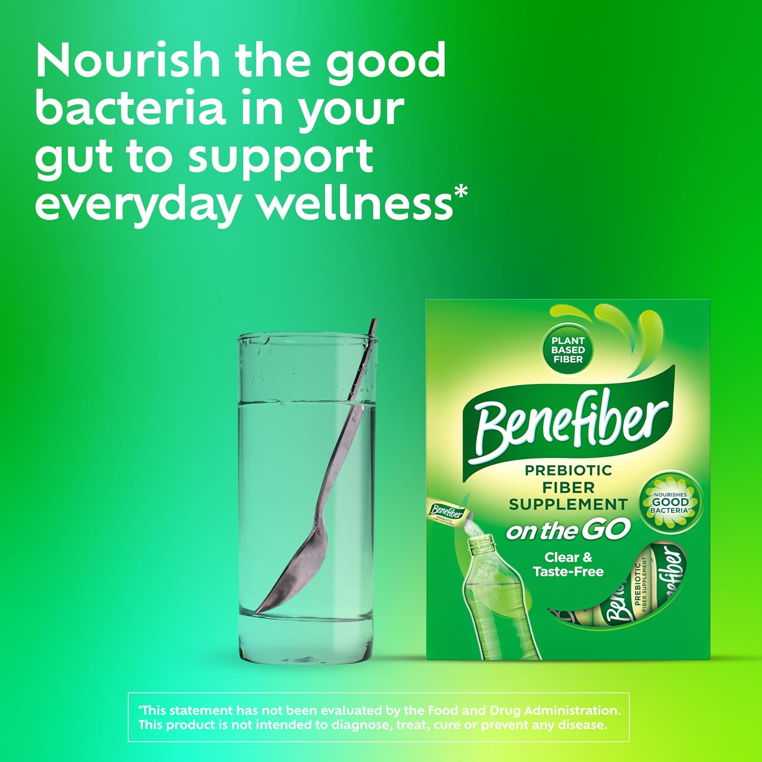 Benefiber Prebiotic Fiber Supplement Powder, Unflavored, 28 Stick Packs | Plant-based Prebiotic Fiber Powder, Sugar-Free, Dissolves Clear and Tasteless, GLP-1 Support for Digestive Health