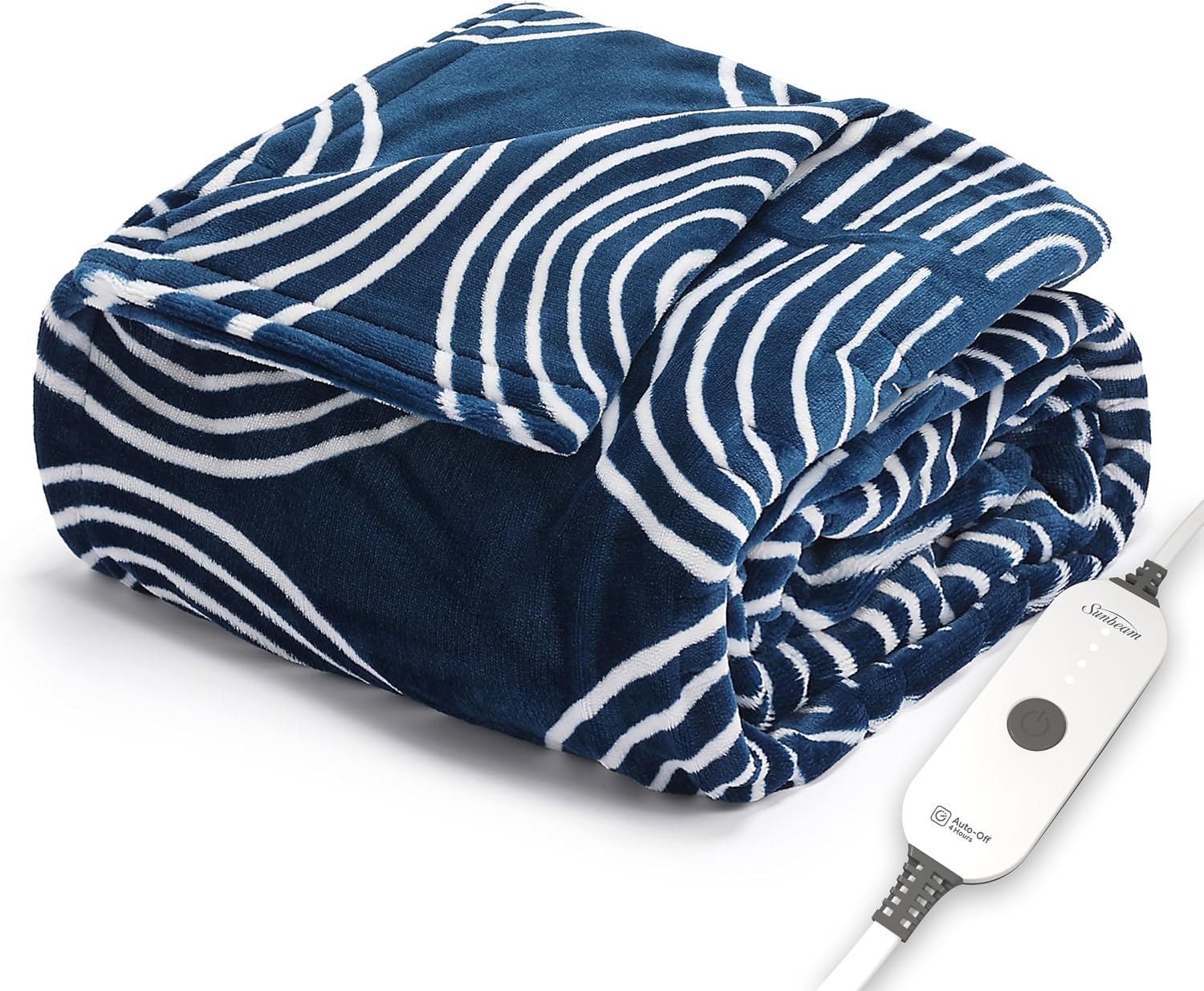 Sunbeam Electric Royal Posh Velvet Heated Blanket, 12 Heat Settings, 12-Hour Selectable Auto Shut-Off, Fast Heating, Warm and Lush, Champagne Color, King, 90" x 100"