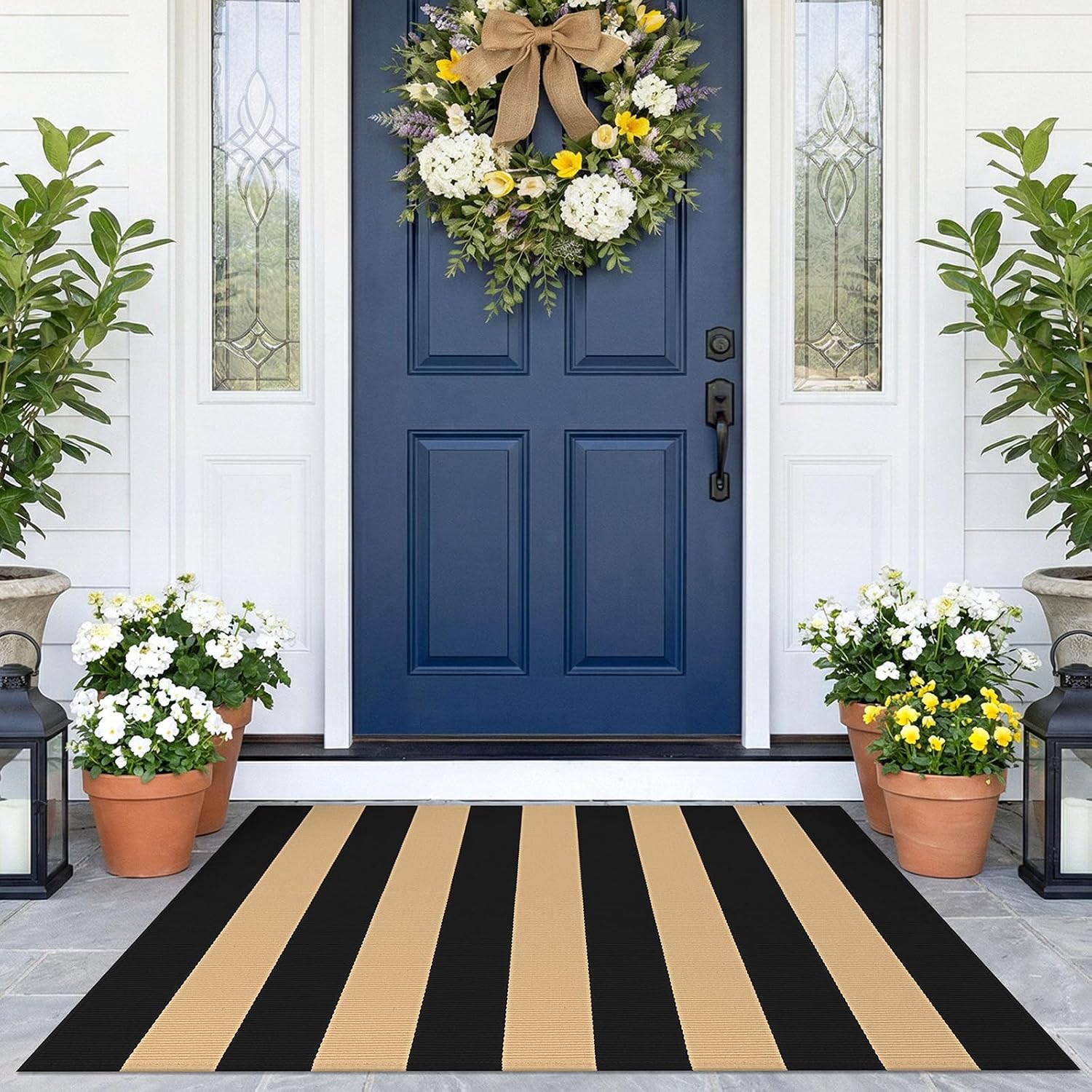 KOZYFLY Black and White Area Rug 3x5 Ft Washable