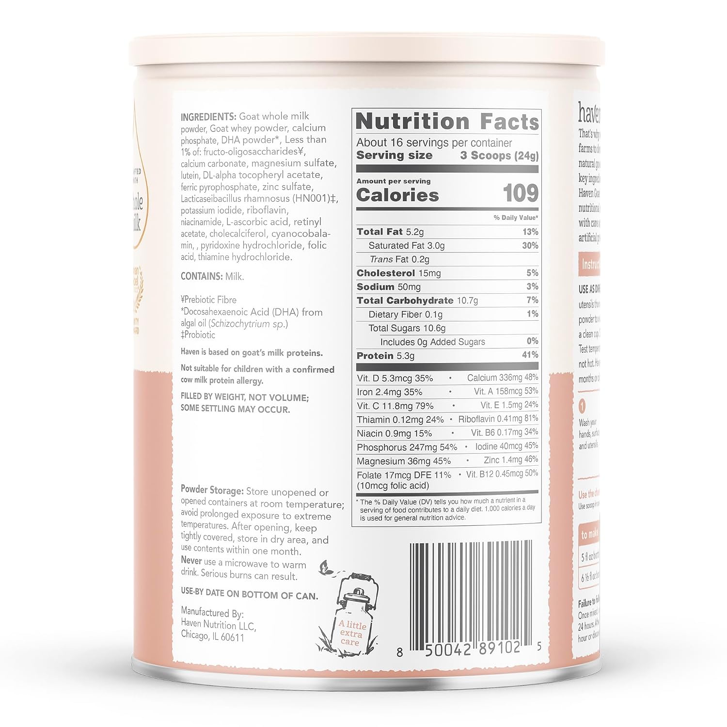 Haven A2 Cow Toddler Formula, Whole Milk, 12+ Months, 14.1oz | No Added Sugar, No Seed Oils, DHA Omega-3, Grass-Fed New Zealand Milk, Probiotics & Prebiotics, Lutein, Easy to Digest