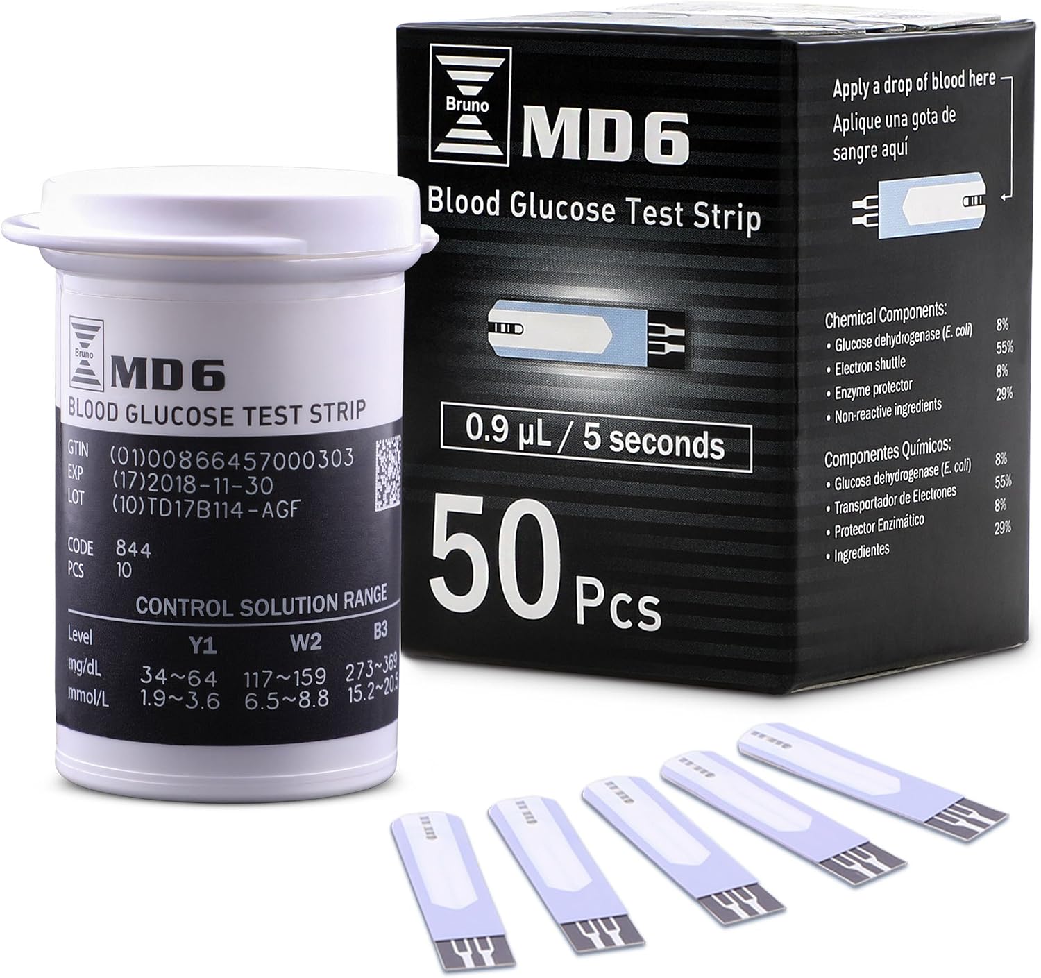 Pharma MD6 Blood Glucose Test Strips (50 Count)