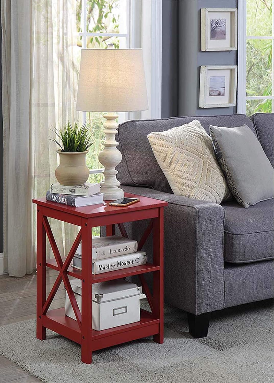 Convenience Concepts Oxford End Table 15.75" - Modern Living Room Table with Storage Shelves, Transitional Nightstand Side Table for Home Decor and Display, Espresso