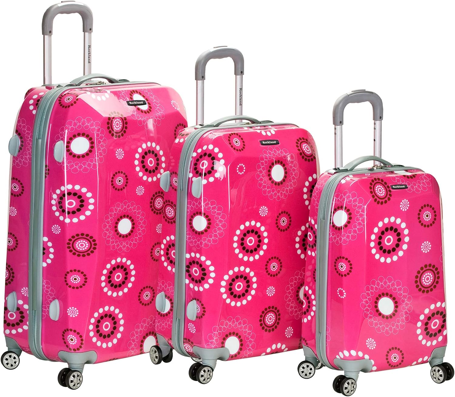 Rockland Vision Hardside 3 Piece Spinner Wheel Luggage Set, (20"/24"/28"), Love