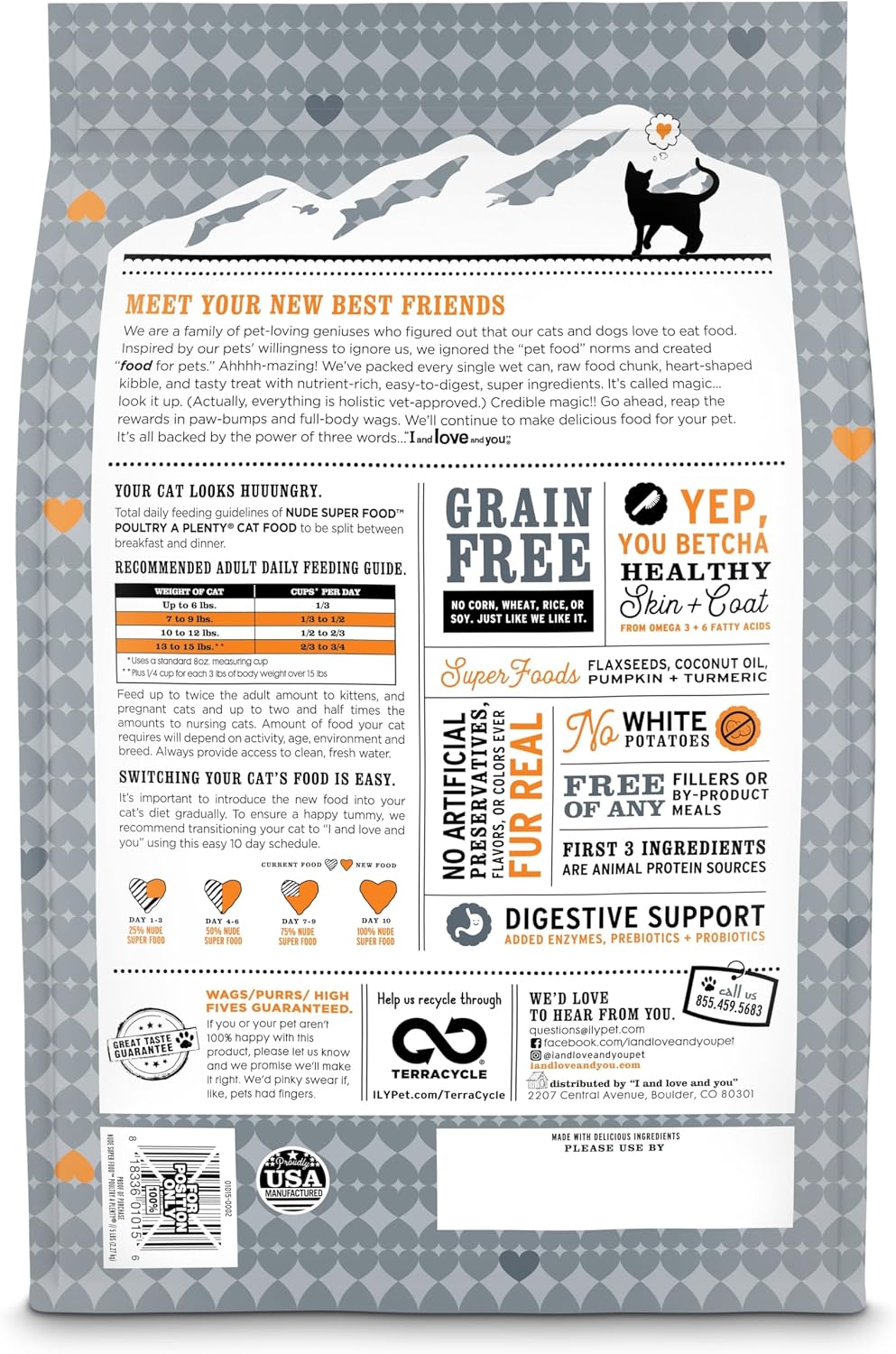 I and love and you Nude Super Food Dry Cat Food - Turkey + Chicken - Grain Free, High Protein, No Fillers, Superfoods, 5lb Bag