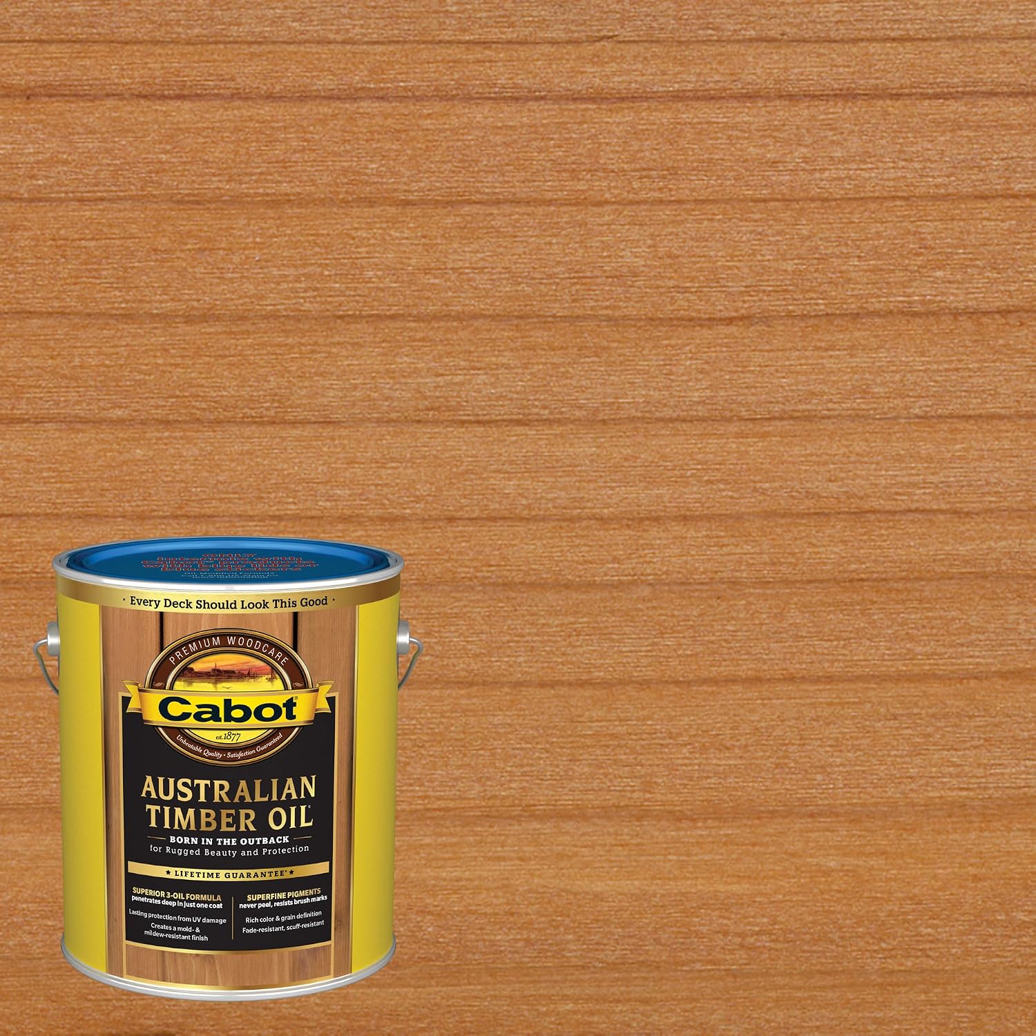 Cabot 140.0019458.007 Australian Timber Oil Water Reducible, Translucent, Honey Teak - 1 Gallon