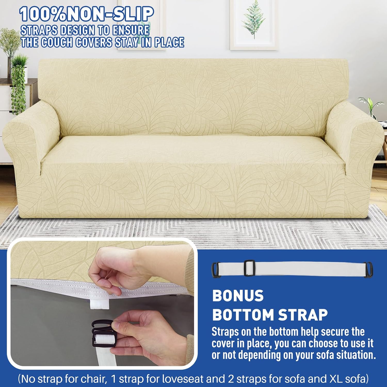 YEMYHOM Couch Cover Latest Jacquard Design High Stretch Sofa Covers for 2 Cushion Couch