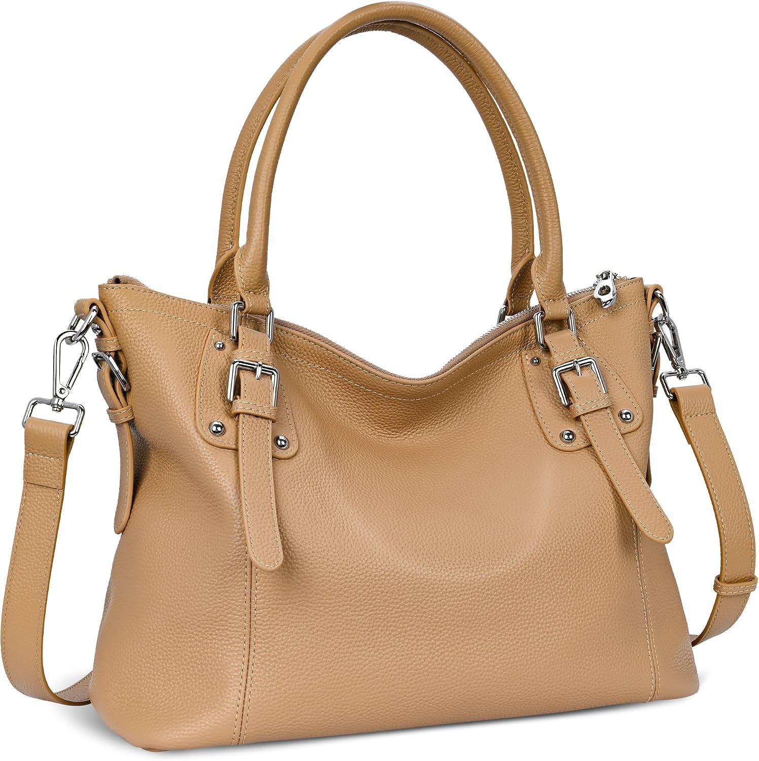 HESHE Leather Purses and Handbag for Women Shoulder Bag Tote Top Handle Bag | Genuine Designer Large Capcity Hobo Crossbody Satchel Travel Work Ladies Zippered Ladies Daily Bag Adjustable Long Strap
