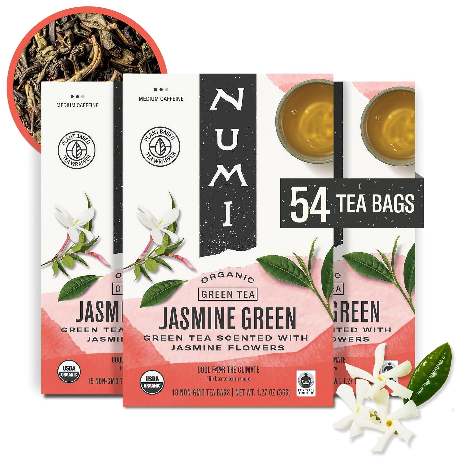 Numi Organic Gunpowder Green Tea – 54 Green Tea Bags – Bold, Smooth Flavor, Packed with Antioxidants, Naturally Energizing, Microplastic-Free Tea Bags