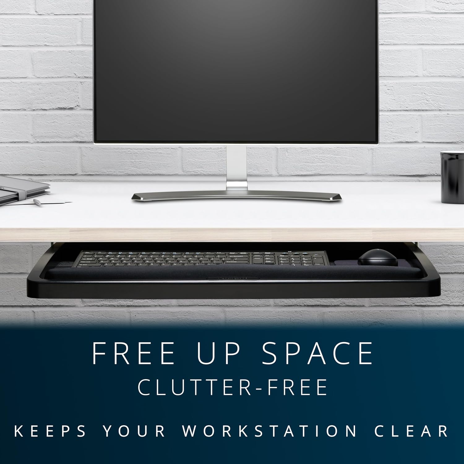 Kensington Keyboard Tray Under Desk, SmartFit Ergonomic Slide-Out Keyboard Drawer with Cable Management, Extra-Wide Height Adjustable Keyboard Holder