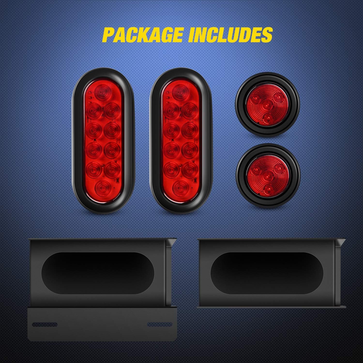 Nilight Steel Weld-On Trailer Light Box Kit with 6 Inch Oval LED Tail Light