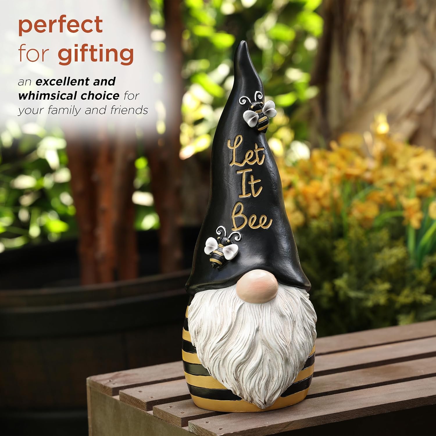 Alpine Corporation 12" Tall Traditional Outdoor Garden Gnome Yard Statue Decoration