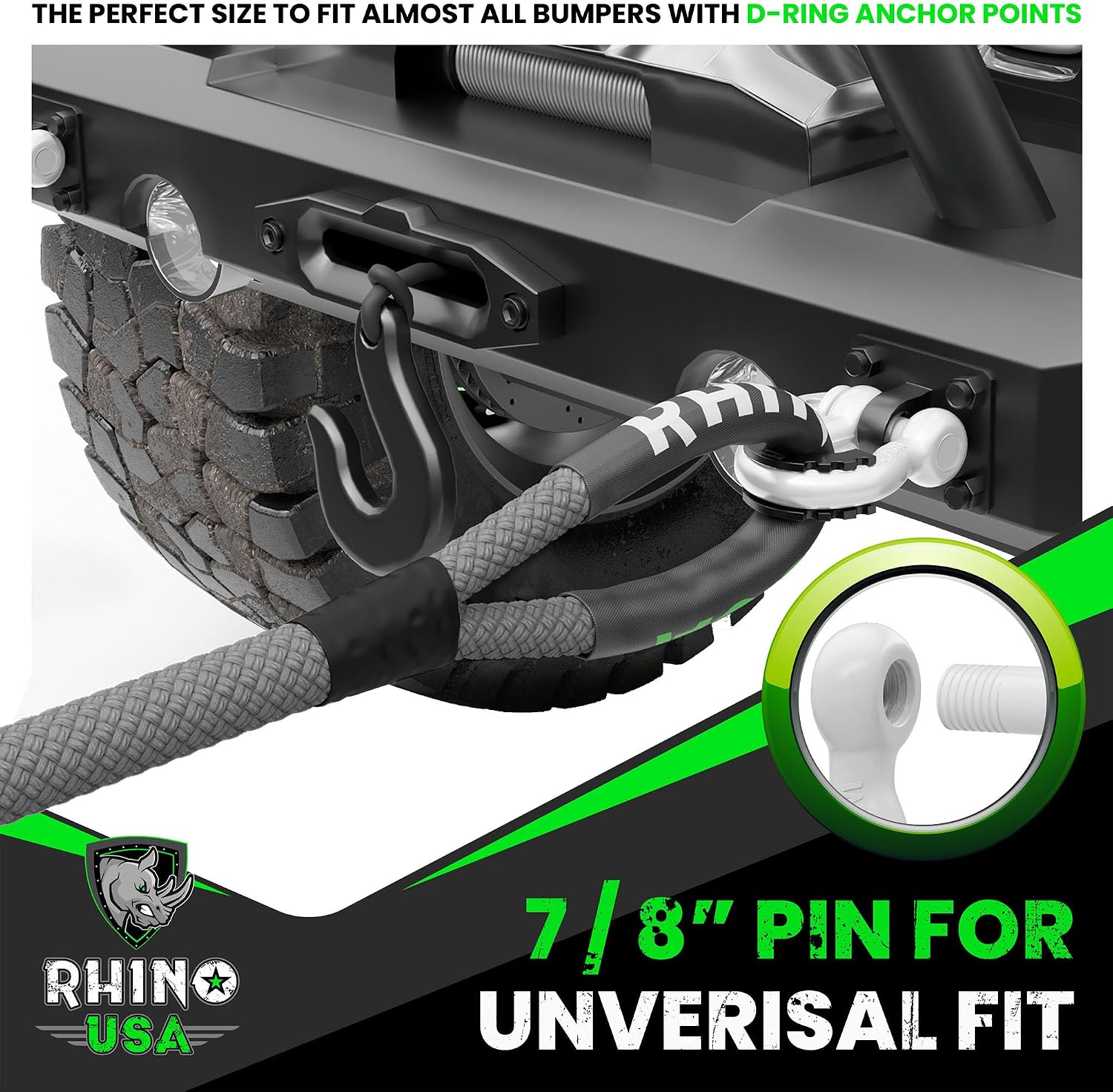 Rhino USA D Ring Shackles (2-Pack) - 41,850lb Break Strength