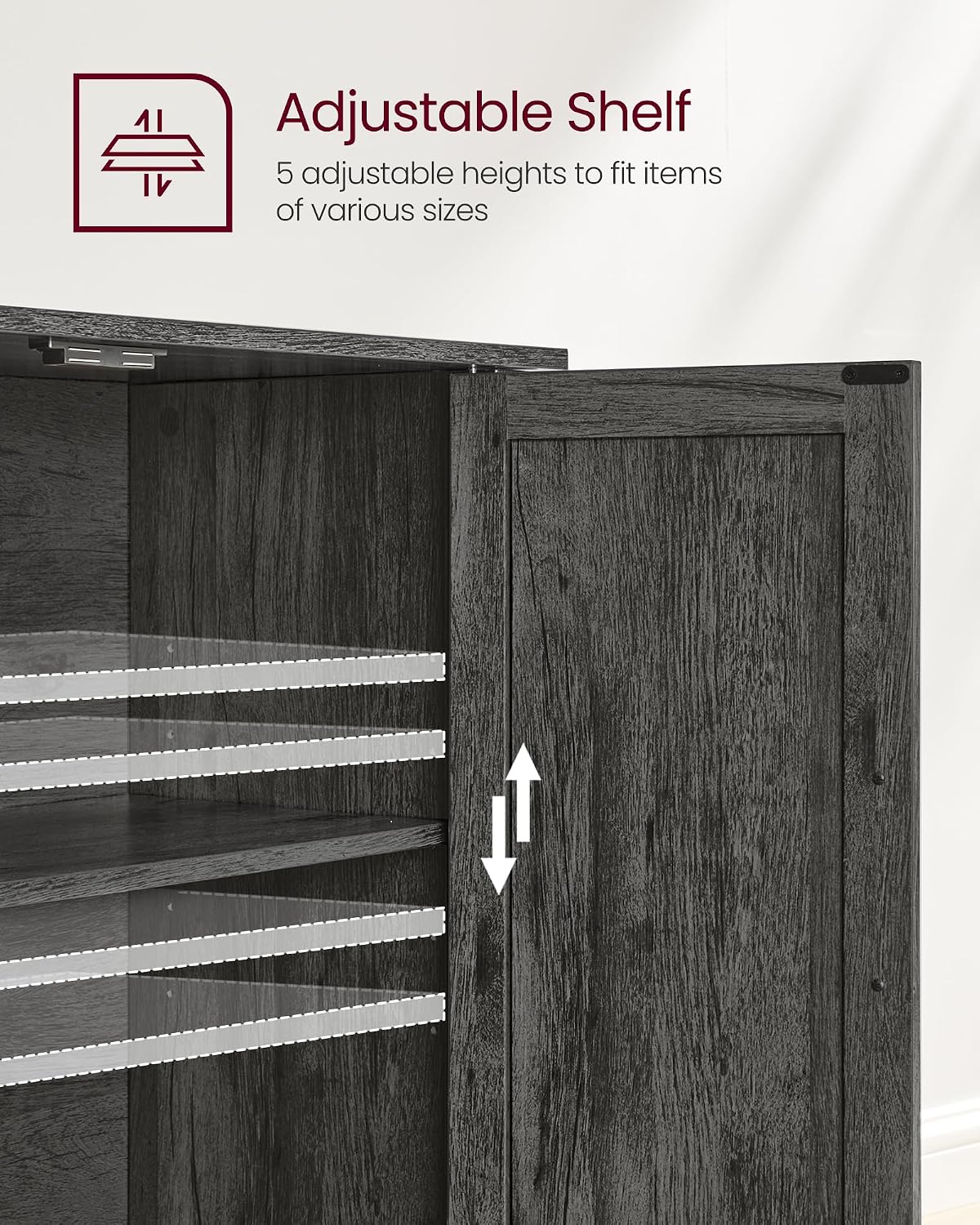 VASAGLE LIRY Collection - Storage Cabinet, Buffet Cabinet, Sideboard, Credenza, with Adjustable Shelves, for Entryway, Rustic White and Honey Brown ULSC381W01