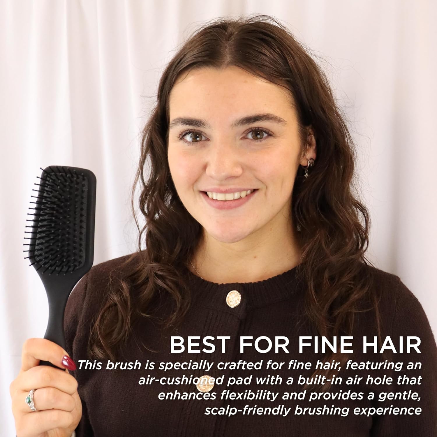 Denman (Black) Mini Paddle Cushion Hair Brush for Blow Drying, Detangling & On the Go Travel - Comfortable Styling