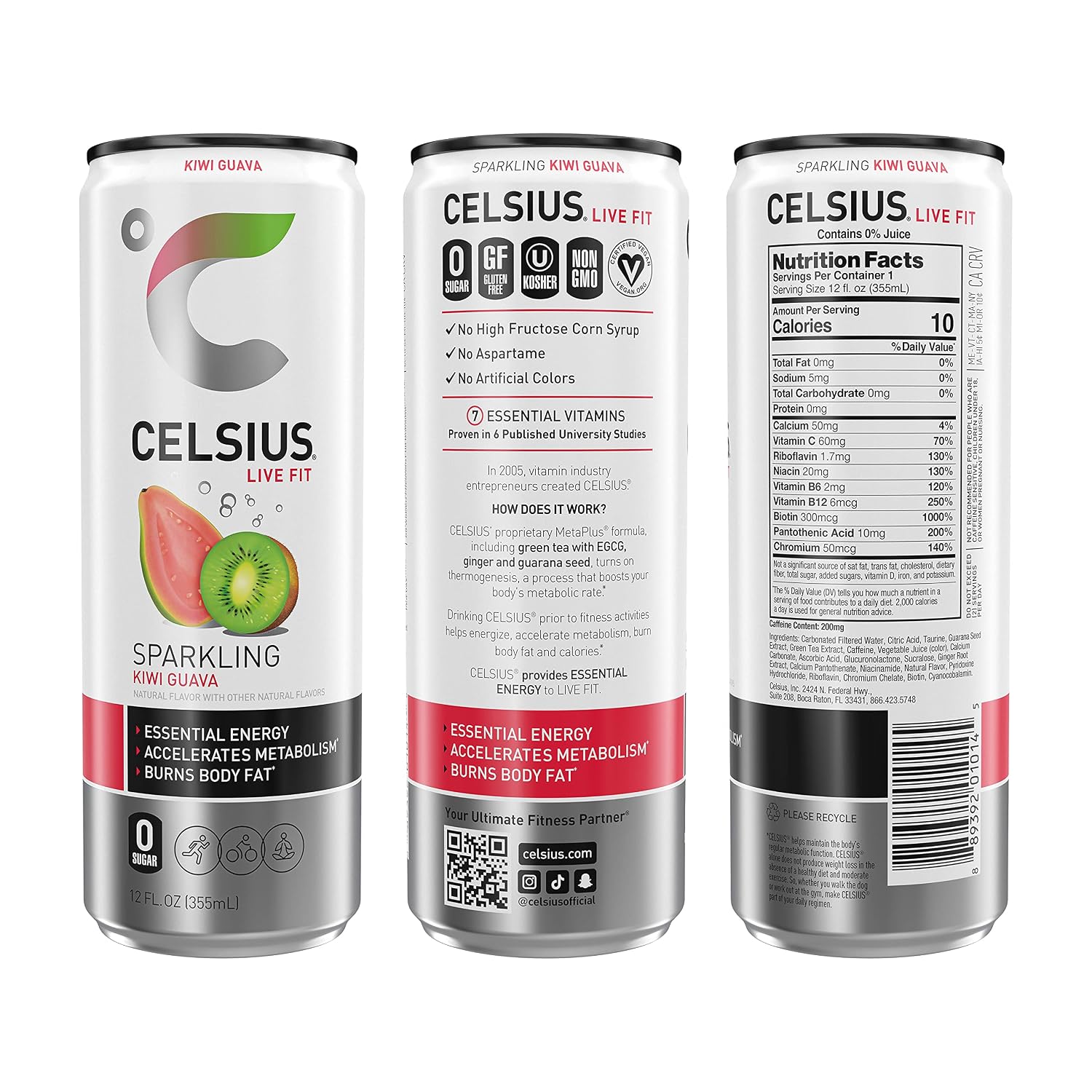 CELSIUS Sparkling Orange, Sugar Free Energy Drink, 12 Fl Oz (Pack of 4)