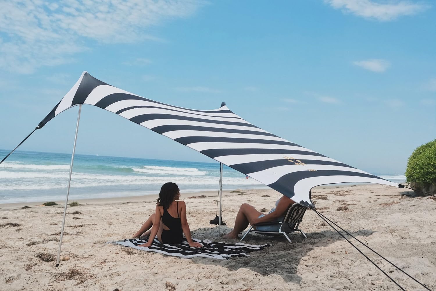 Neso Portable Beach Tent Sun Shelter with Sand Anchor - Lightweight Beach Shade Canopy - Easy Setup for Family Outings - Patented Reinforced Corners - UPF 50+ Sun Protection - 7 x 7ft - White