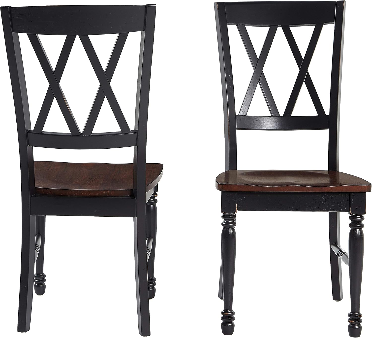 Crosley Furniture Shelby Traditional Wood X-Back Dining Room Chairs Set of 2, Kitchen Chair, Distressed White