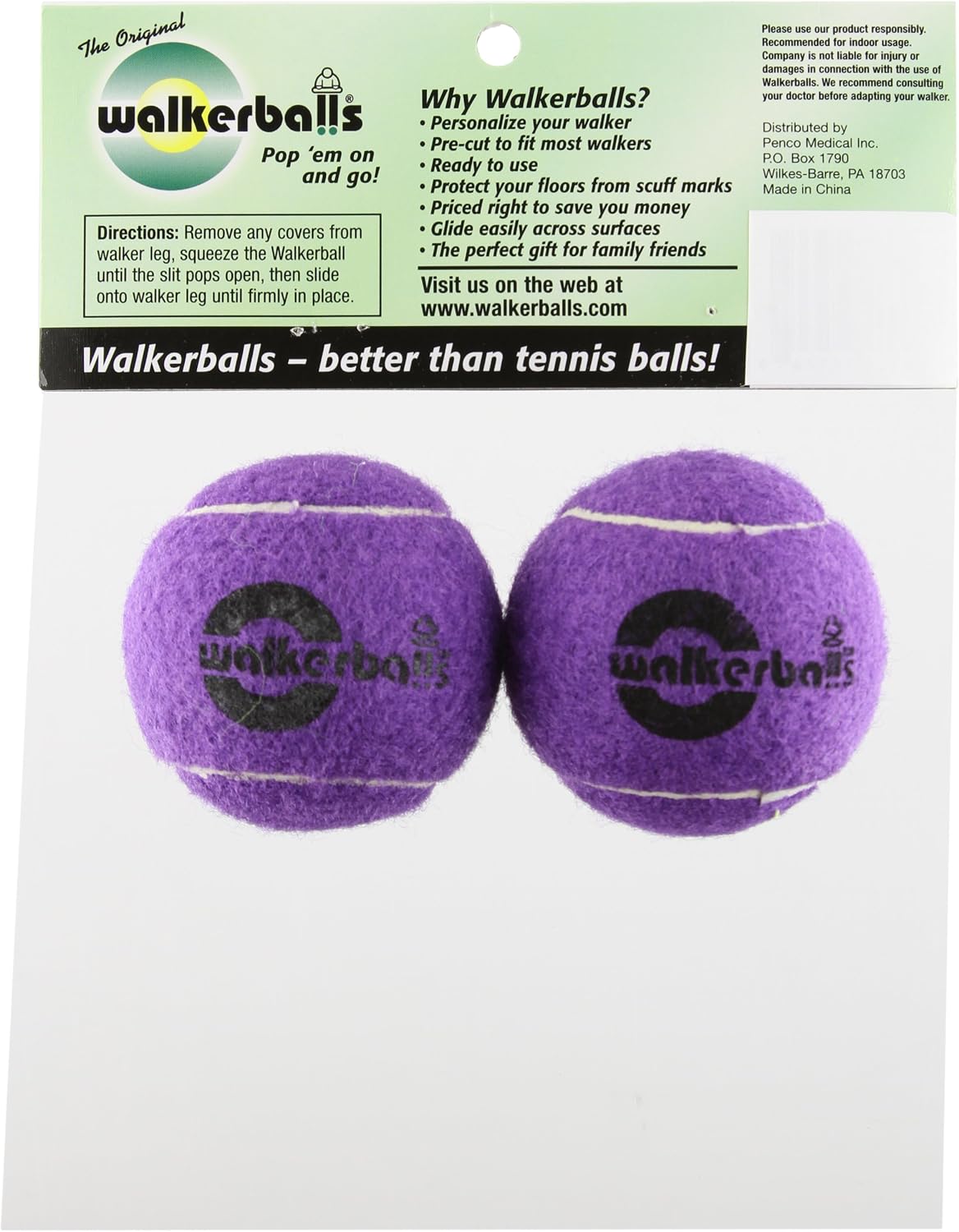 DMI Walkerballs Precut Walker Tennis Ball Glides, Fit Most Walkers, 1 Pair