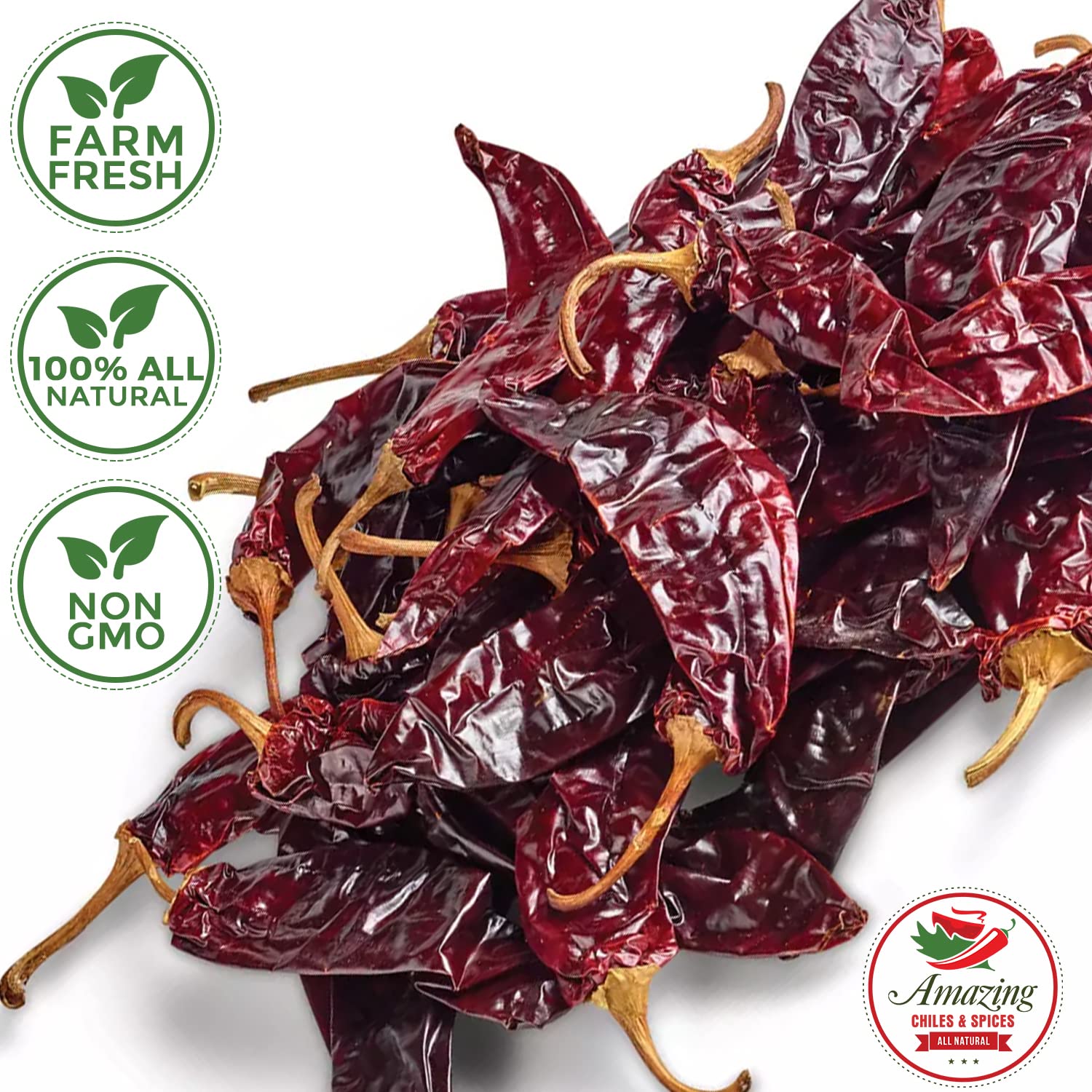 Guajillo Chiles Peppers Dried Whole 4 oz – Natural and Premium. Great For Mexican Recipes Like Mole, Tamales, Salsa, Meats. Mild to Medium Heat, Complex Fruity Flavor. Resealable Bag