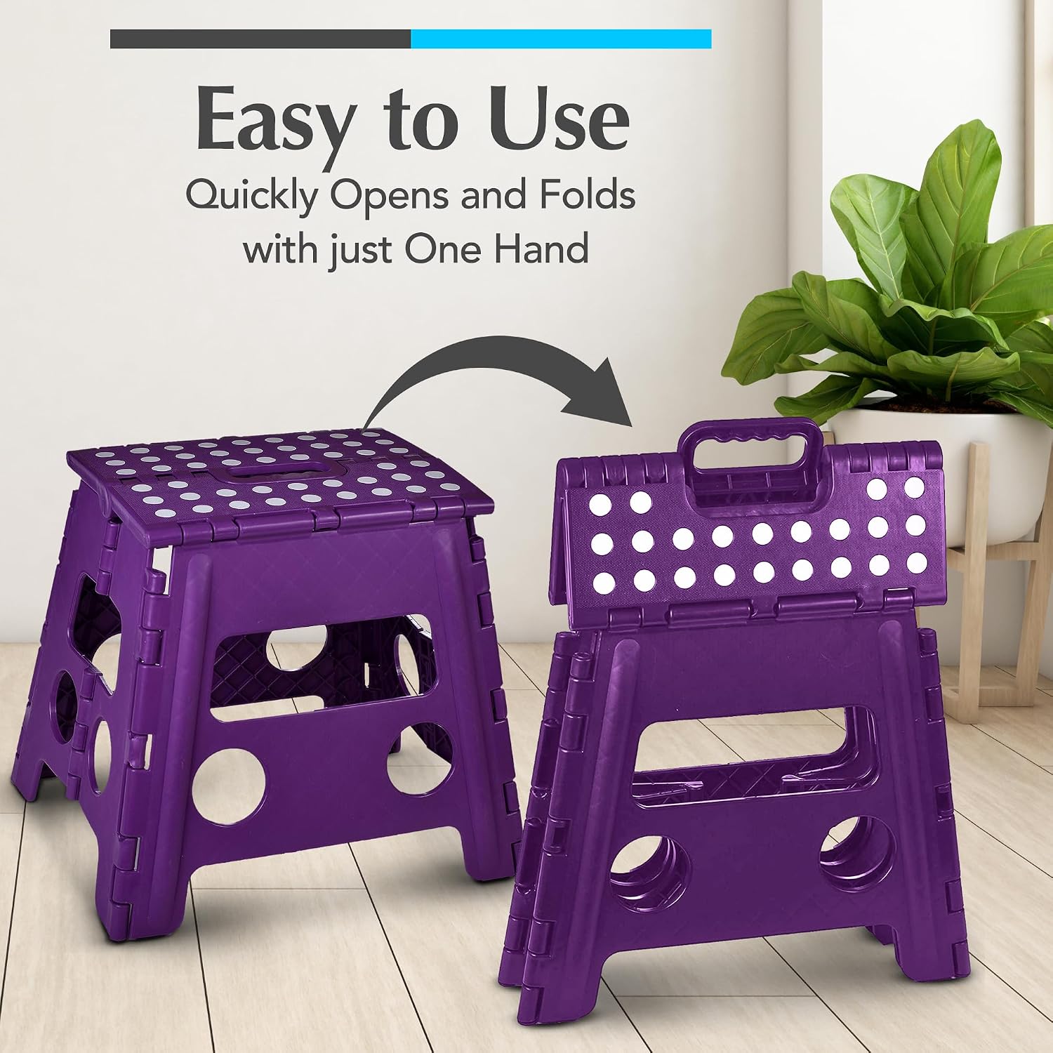 Handy Laundry Folding Step Stool 9 Inch, Black, Non-Slip Holds 300 lbs | 9 Inch, Black, Foldable Collapsible Step Stool, Non-Slip, Holds 300 lbs, Kitchen Bathroom Bedroom, Adults