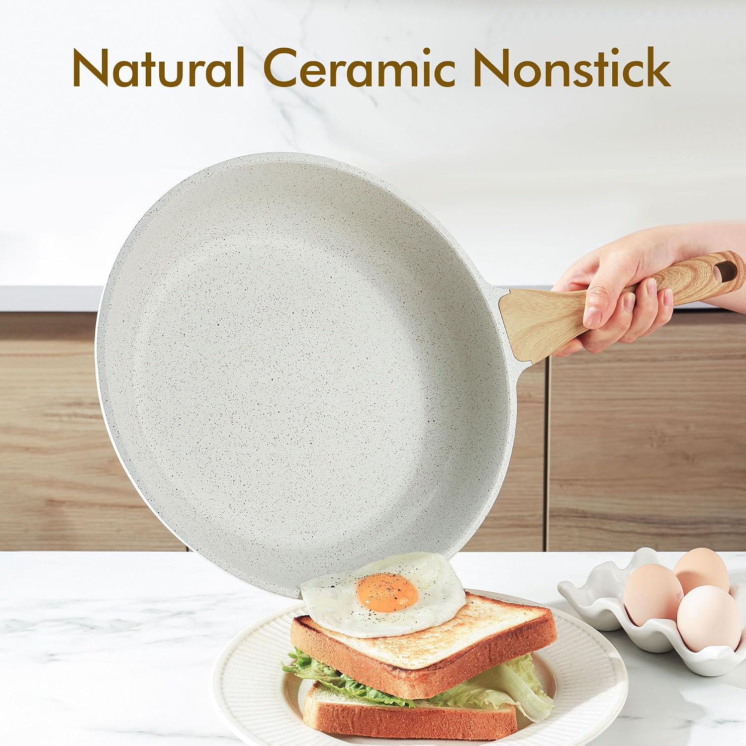 SENSARTE Nonstick Frying Pan Skillet, Swiss Granite Coating Omelette Pan, Healthy Stone Cookware Chef's Pan