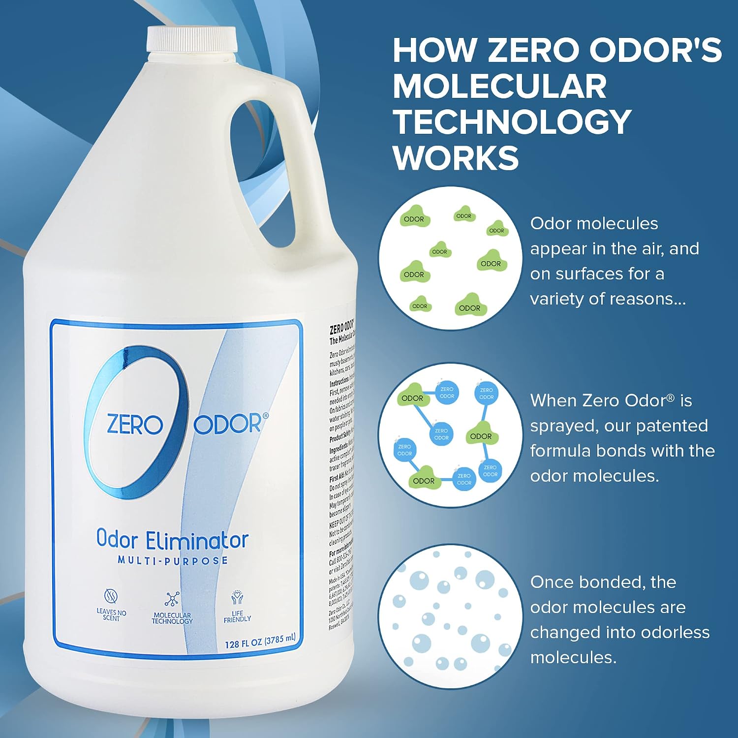 Zero Odor - Multi-Purpose Strong Odor Eliminator for Home, Office, Car, Bathroom, Hotel, Room Deodorizer, and Odor Neutralizer, 16oz