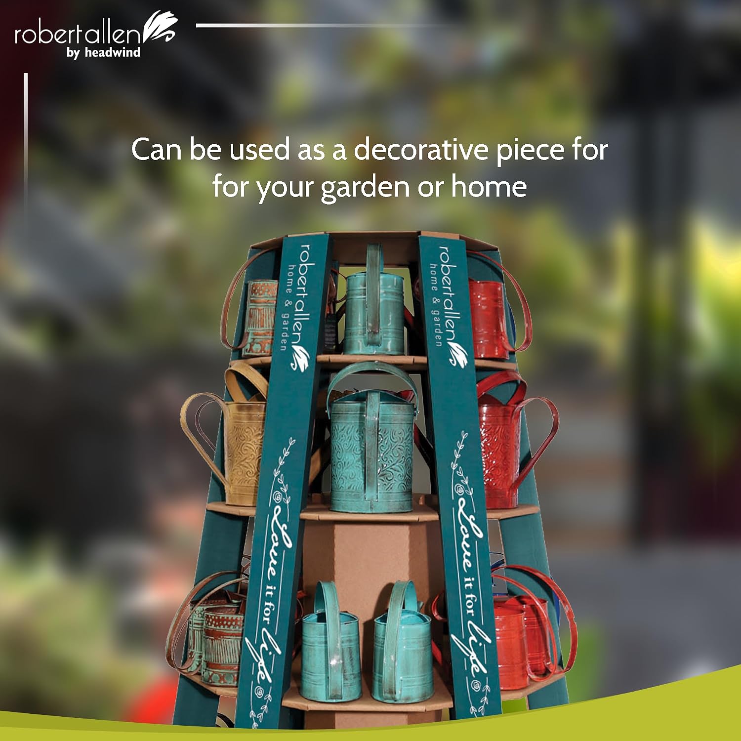 Robert Allen MPT01508 Danbury Metal Watering Can, Teal/Copper