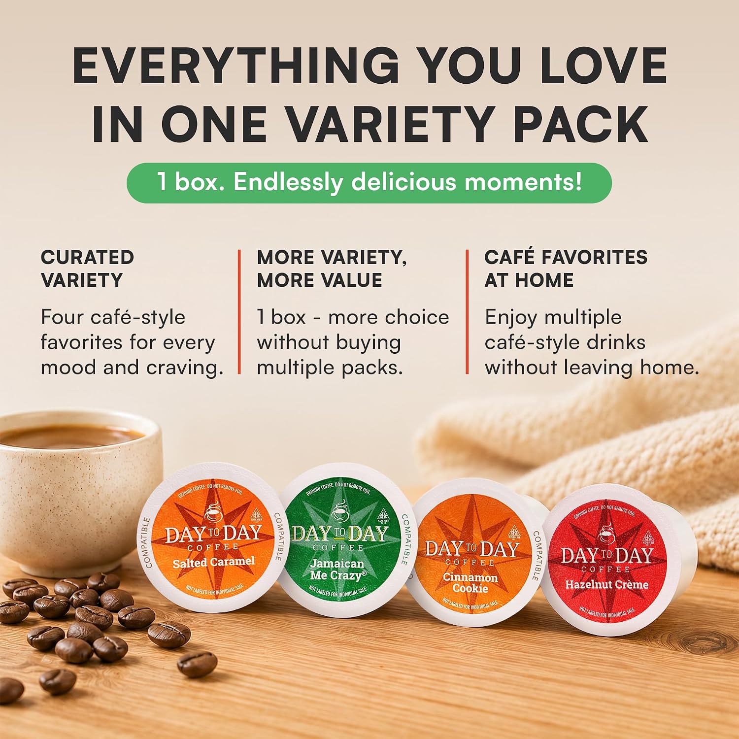 Day To Day Coffee Pods, Breakfast Blend Medium Roast, 120 Count K-Cup | Compatible with Keurig K-Cup brewers. Bulk single serve pods for everyday morning coffee at home, office or breakroom